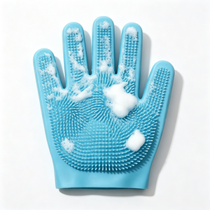 Flexible <b>pet</b> grooming tools silicone five finger design <b>pet</b> washing gloves for cats dogs - Product Image 4