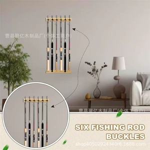 Custom Wooden Fishing <b>Rod</b> <b>Holder</b> Wall Mounted Solid Wood Storage Rack For Garage Display - Product Image 2