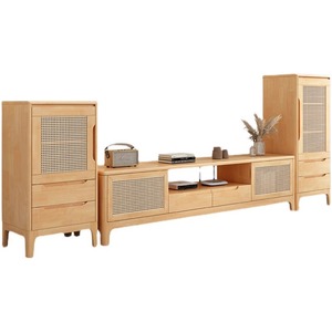 Solid Wood Tv Cabinet And <b>Coffee</b> <b>Table</b> Set 1.2-2M Japanese Style Living Room Furniture - Product Image 4