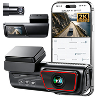Kamera Dash Cam 2K+1080P WiFi Kontrol Aplikasi Pemantau Parkir 24 Jam 2 Lensa Kendaraan Mobil Black Box DVR Kamera Depan dan Belakang Mini