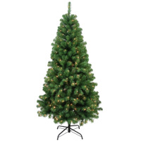 Luxus 6FT 180CM künstlicher grüner PVC-Weihnachts baum mit warm weißen LED-Lichtern für die Inneneinrichtung