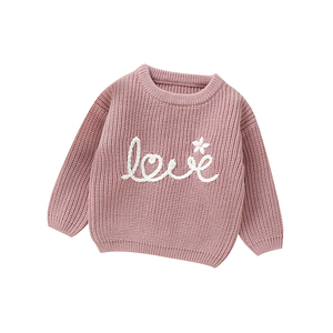 Mimixiong Top vente ropa de bebes vêtements doux pour nouveau-né bébé filles garçons à la main amour broderie à manches longues pull en tricot - Product Image 1