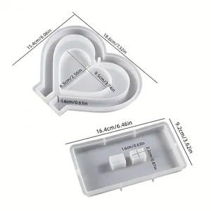 Moule en silicone en forme de cœur pour photos de famille et de couples, grand cœur en résine pour affichage, anniversaire de mariage, 1 ensemble, sac OPP, lettres en silicone - Product Image 3