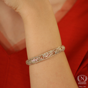 Handmade Openwork Women's Romantic Turkish Lockable <b>Bracelet</b> with Natural Stone - Product Image 3