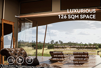 Tente de glamping de luxe pour safari 126 ㎡   Tente de camping en membrane PVDF imperméable pour hôtel et camping en plein air