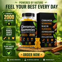 VitaHall Gummies Véganes à la Cannelle et à la Berbérine en Gros, Étiquette Privée, Bouteille Personnalisée, Supplément Multi-Plantes pour le Soutien Cardiaque et Métabolique