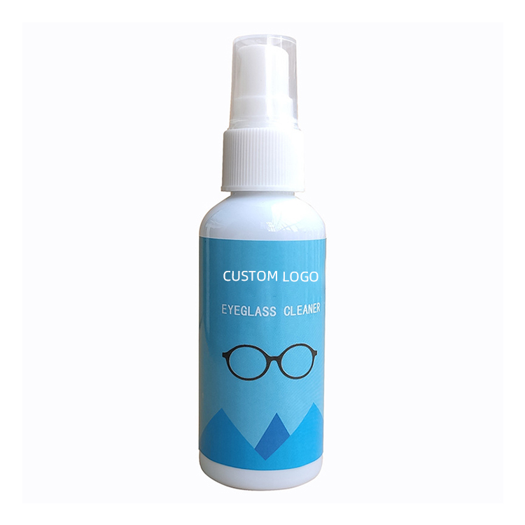 Limpiador de lentes con logotipo impreso personalizado, botella de 50ml, solución de cuidado de gafas, pantalla óptica, espray, venta al por mayor