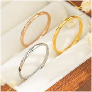 Anneau Minimalisme Coréen Texturé <span class=keywords><strong>Plage</strong></span> Creux Simple Tous Les Jours Cadeau Promotionnel Personnalisé Lisse Ethnique Partie Anneaux De Mariage - Product Image 1