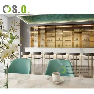 Custom Sweets Cafe Shop Furniture Wooden Bakery Shop Display Counter Design Solid Marble Coffee Shop Counter for Sale