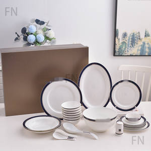 The Best-selling Blue and <b>White</b> Ceramic Tableware with <b>Gift</b> <b>Box</b> and logo Dinner Tableware Set - Product Image 1