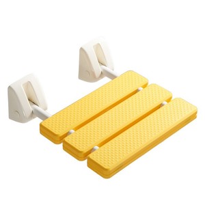 <b>Folding</b> Wall Bench <b>Shower</b> Seat Non Slip Plastic Bathroom <b>Stool</b> With Reinforced Design For Bathing And Changing Shoes - Product Image 5