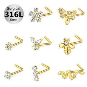 Toposh 스타 문 하트 클래식 CZ 316L 스테인레스 스틸 피어싱 쥬얼리 세트 여성용 중격 코 링 - Product Image 2