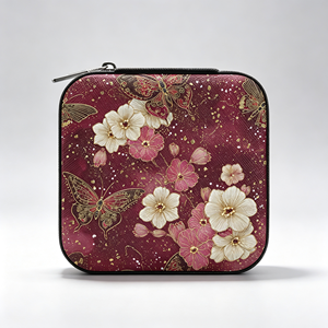 Caja Organizadora de Joyas de Viaje de Cuero PU Personalizada al por Mayor con Divisores Extraíbles para Mujer - Product Image 1