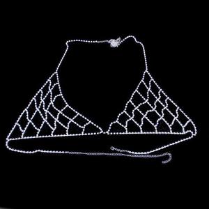 ชุดโซ่คล้องลำตัวบิกินี่ตาข่ายกลวงชุดโซ่คาดอกประดับเพชรเป็นประกายสำหรับฤดูร้อน - Product Image 2