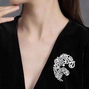 Alta calidad Fashional 5A CZ 925 plata esterlina perla pluma broche Cubic Zirconia joyería para compromiso de boda - Product Image 3