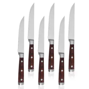 High quality stainless steel laguiole cutlery set of 6 piece wooden handle steak knife