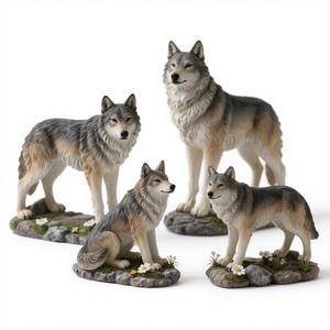 ウルフ樹脂の置物-5 "ハウリングポーズ野生動物の彫刻、キャビン/オフィス用の手作りのリアルなアルファウルフの装飾 - Product Image 1