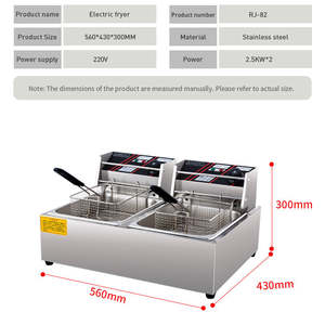Großhandel Küchen ausstattung Kfc Maschine Fritte use Hühner maschine (2-Tanks 2-Körbe) Chips Friteuse Fast Food Snack-Ausrüstung - Product Image 6