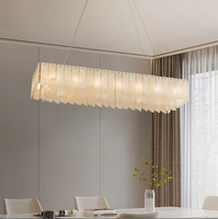 Lustre LED blanc en fer avec abat-jour en marbre d'alabâtre, style nordique moderne, simple, réglable en hauteur, pour salon et salle à manger