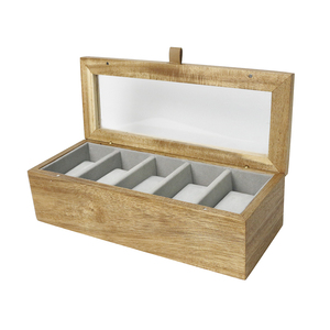 Wholesale Custom Logo 5 Slots Acacia Wood <strong>Watches</strong> Storage Case <strong>Watch</strong> <strong>Box</strong> with Velvet Pillows - Product Image 1