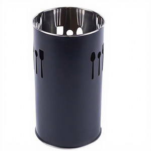 Support de rangement cylindrique en métal noir pour vaisselle, type sur pied, durable, finition peinture cuite, à un seul niveau, pour cuisine - Product Image 2
