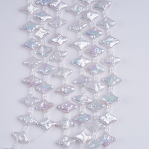 Perles d'eau douce naturelles blanches de 18 cm, forme carrée baroque, trou latéral, perles pour bijoux DIY, bracelet, boucles d'oreilles, accessoires, perles en vrac - Product Image 4