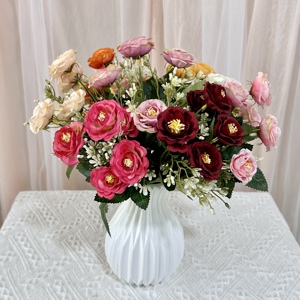 Ramos Pequeños de 5 Cabezas de Peonías Artificiales al Por Mayor Baratas Flores de Seda Hojas de Plástico para Decoración del Hogar - Product Image 4