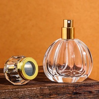 Flacon de parfum en verre en forme de citrouille de 50 ml, vaporisateur en aluminium, réutilisable, conteneur vide pour emballage cosmétique