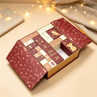 Boîte en papier de calendrier de l'avent cosmétique de Noël personnalisée de luxe avec impression UV, 12 ou 24 jours, emballage pour bijoux et rouges à lèvres