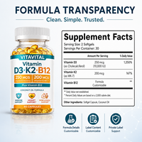 Gélules personnalisées de Vitamine D3 K2 B12 – Fabricant OEM/ODM sous Marque Privée – Formule Personnalisée – Faible MOQ – Suppléments Testés par des tiers