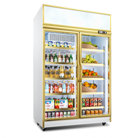 Jinfugui Porte en verre commerciale Double température Affichage des boissons Refroidisseur 450L vertical Boisson Réfrigérateur