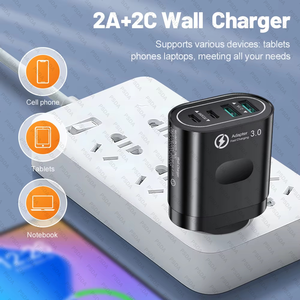 <span class=keywords><strong>Prise</strong></span> UE Chargeur mural USB C PD 40W 4 ports Type C Charge rapide Double port Adaptateur secteur USBC + QC USB Wall Multiport pour iPhone 16 - Product Image 5