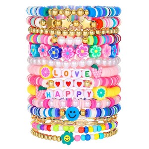 <b>Beaded</b> <b>Bracelets</b> Polymer Clay Multilayer Women's Jewelry Valentine Gift With Letters Smile Face Bohemian Style - Product Image 5