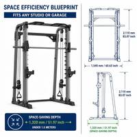 Rack de musculation multifonctionnel Smith Machine avec barre de 2 pouces à roulements à billes linéaires commerciaux et système de sécurité à verrouillage automatique