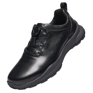 Chaussures de marche pour hommes en cuir de vache véritable, bout rond, lacets, semelle extérieure en caoutchouc, légères, couleur unie, décontractées - Product Image 3