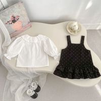 Robe sans manches pour filles printemps-automne, imprimé à pois, ensemble jupe et chemise pour enfants, vêtements tendance pour enfants