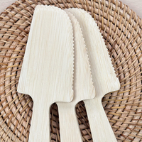 Couteau à gâteau en bambou écologique - Spatule à tarte en bois dentelée, coupe-pain pour fête d'anniversaire, logo personnalisé, vente en gros