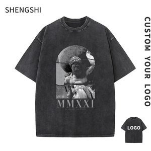 Camiseta SSC para adultos, lavado de ropa, cuello redondo Regular, 320g, algodón, tendencias suaves, diario con logotipo personalizado, camiseta al por mayor a granel para equipo - Product Image 1