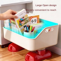 Scatola portaoggetti in plastica carina per l'organizzazione domestica, scaffale portatile da terra multifunzionale per libri e oggetti.