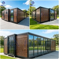 Casa Contenedor Moderna HESHi, Oficina Rectangular Prefabricada, Estructura de Paneles de Madera, Diseño de Pared de Vidrio