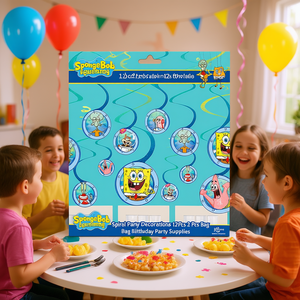 Décorations de fête en spirale Bob l'éponge, 12 pièces, 2 sacs, fournitures pour fête d'anniversaire - Product Image 3