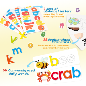 Gioco di abbinamento lettere, gioco di abbinamento lettere con carte di carta <span class=keywords><strong>per</strong></span> bambini dai 3 agli 8 anni, gioco educativo Montessori, non tossico - Product Image 2