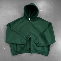 Sweat à capuche personnalisé de haute qualité 100 % coton délavé à l'acide, épais, à épaules tombantes, double fermeture éclair, style vintage pour homme