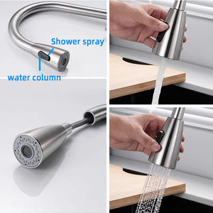 حنفية مياه مطبخ قابلة للسحب قابلة للتخصيص مع صنبور حوض صحي من الفولاذ المقاوم للصدأ ، خلاطات مطبخ باردة ساخنة من النيكل المصقول - Product Image 3