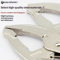 WEIDA WH29050 Pince à serrage robuste en acier Cr-V de 250 mm, réglable, à mâchoires larges, type étau, outil de serrage universel, 590 kg