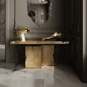 Fabricante LIZZ de Foshan, China, Mesa de Consola <span class=keywords><strong>Empire</strong></span> <span class=keywords><strong>II</strong></span> de Estilo Italiano Moderno y Minimalista de Lujo, Marco de Madera Sólida Fundida - Product Image 2