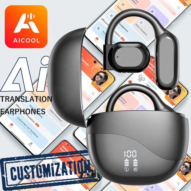 2026 Upgraded M62 AI Two-Way Language Translation Earphones, OWS Ear HookSports Earbuds, Perfect for Travel and Business