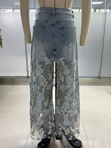 Jeans de Diseño con Parches de Encaje para Mujer, Verano 2026, Pantalones Casuales de Pierna Recta y Corte Ajustado - Product Image 5