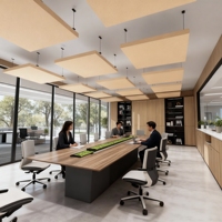 Panneau acoustique moderne suspendu au plafond, NRC 0.9, écologique, 100% fibre de polyester, panneau absorbant le son pour bureau et hôtel