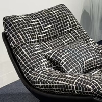Fauteuil à bascule en tissu style nordique à carreaux noirs et blancs, fauteuil inclinable de détente, canapé à bascule pour la maison, salon, détente